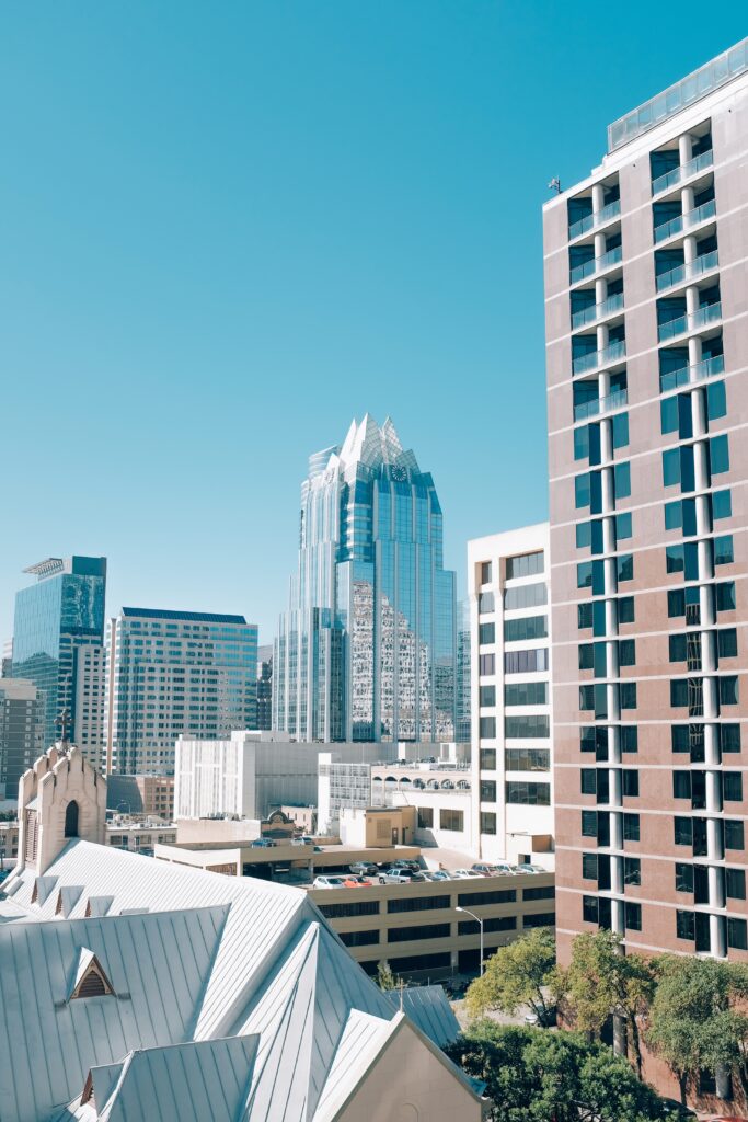 Downtown Austin Texas skyline with modern glass buildings