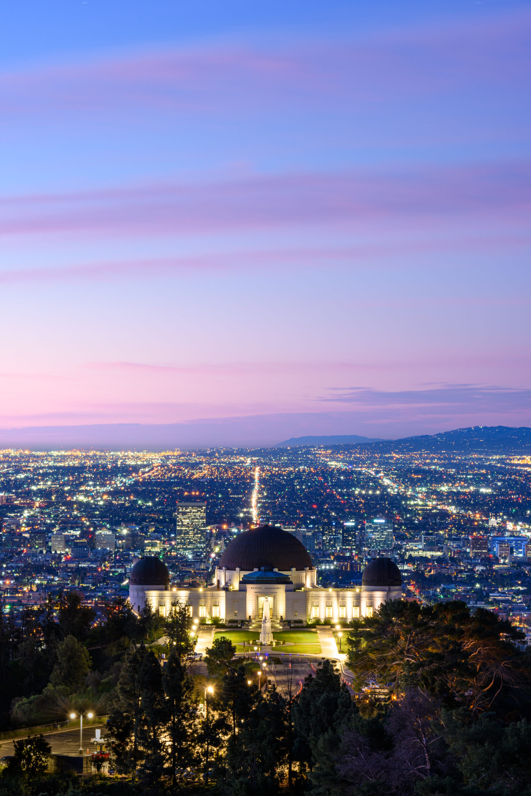 Griffith Observatory with Los Angeles at sunrise