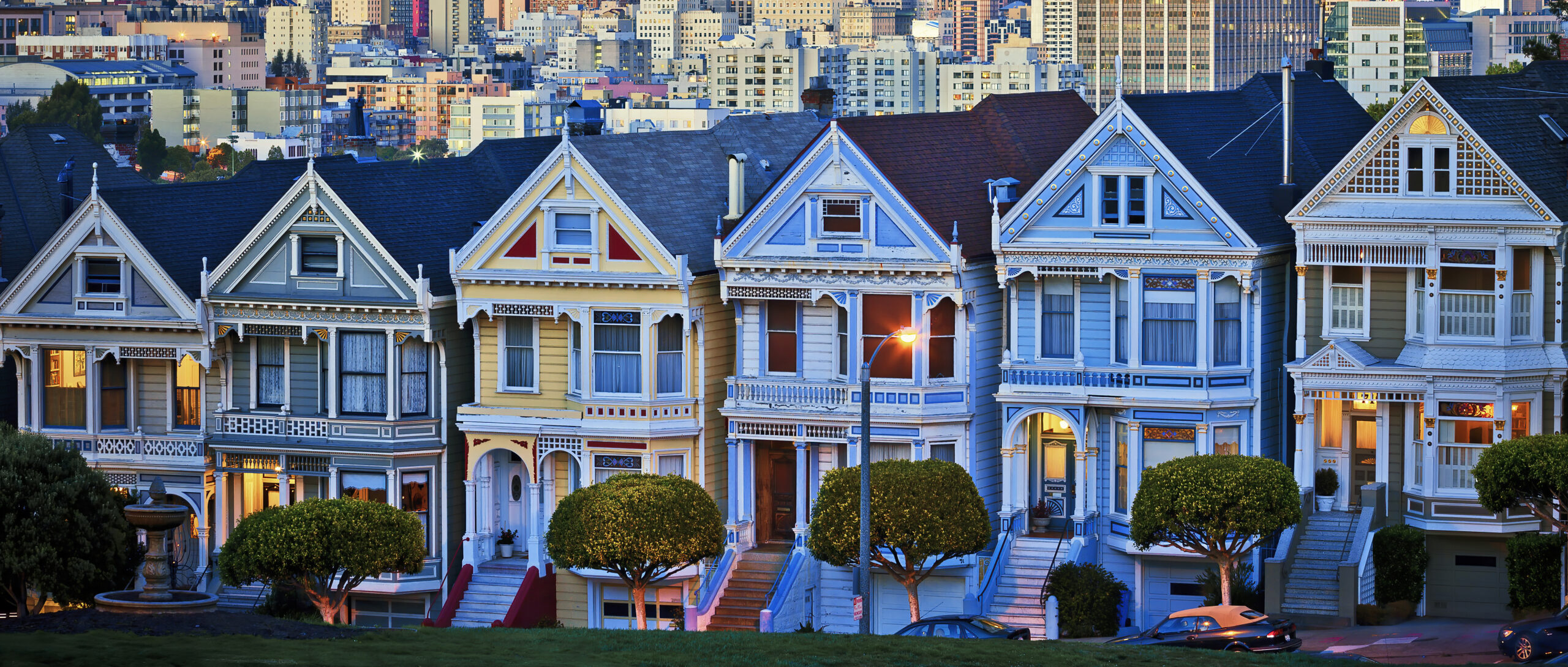 Colorful Victorian painted lady houses in Cape May New Jersey