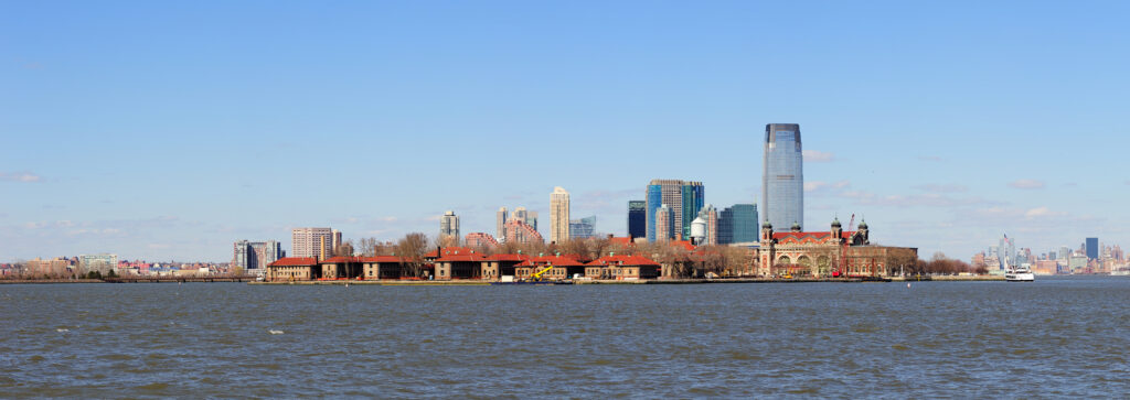 New Jersey skyline from New York City Manhattan downtown across the Hudson River