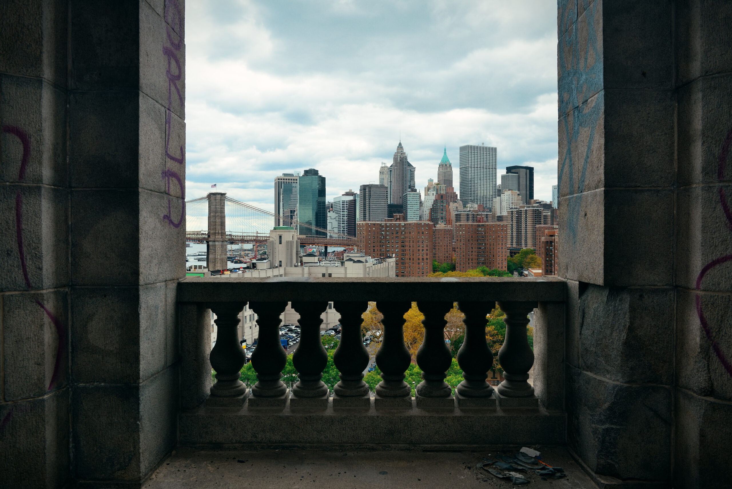 New York City skyline viewed from a Brooklyn rooftop