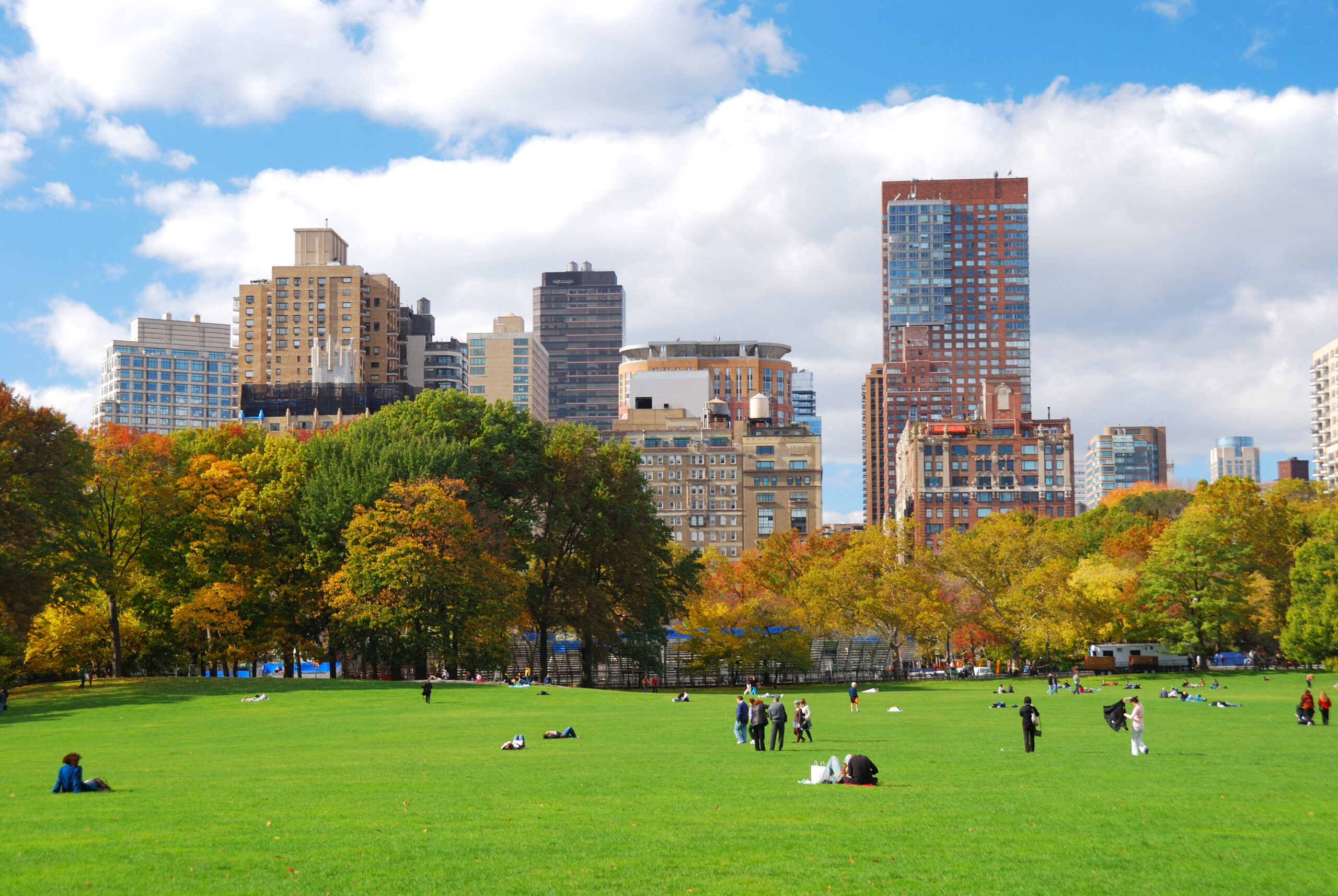 Manhattan skyline viewed from Central Park lawn
