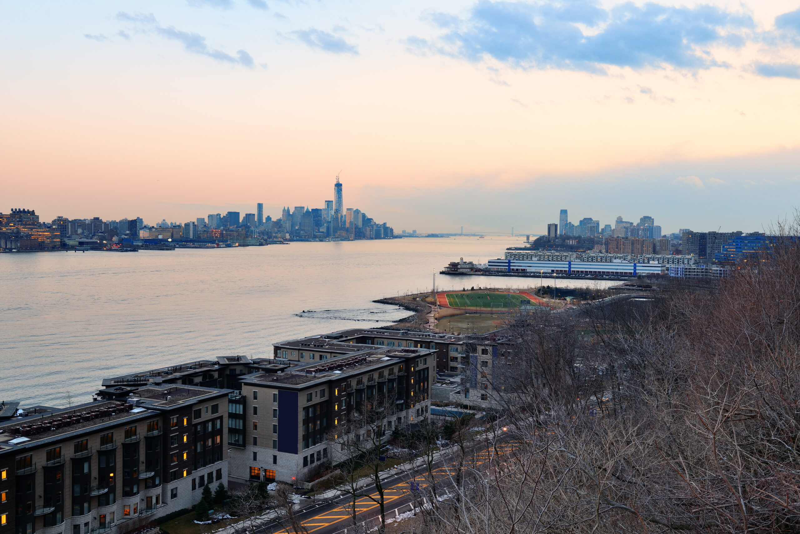 New York City downtown Manhattan at sunset