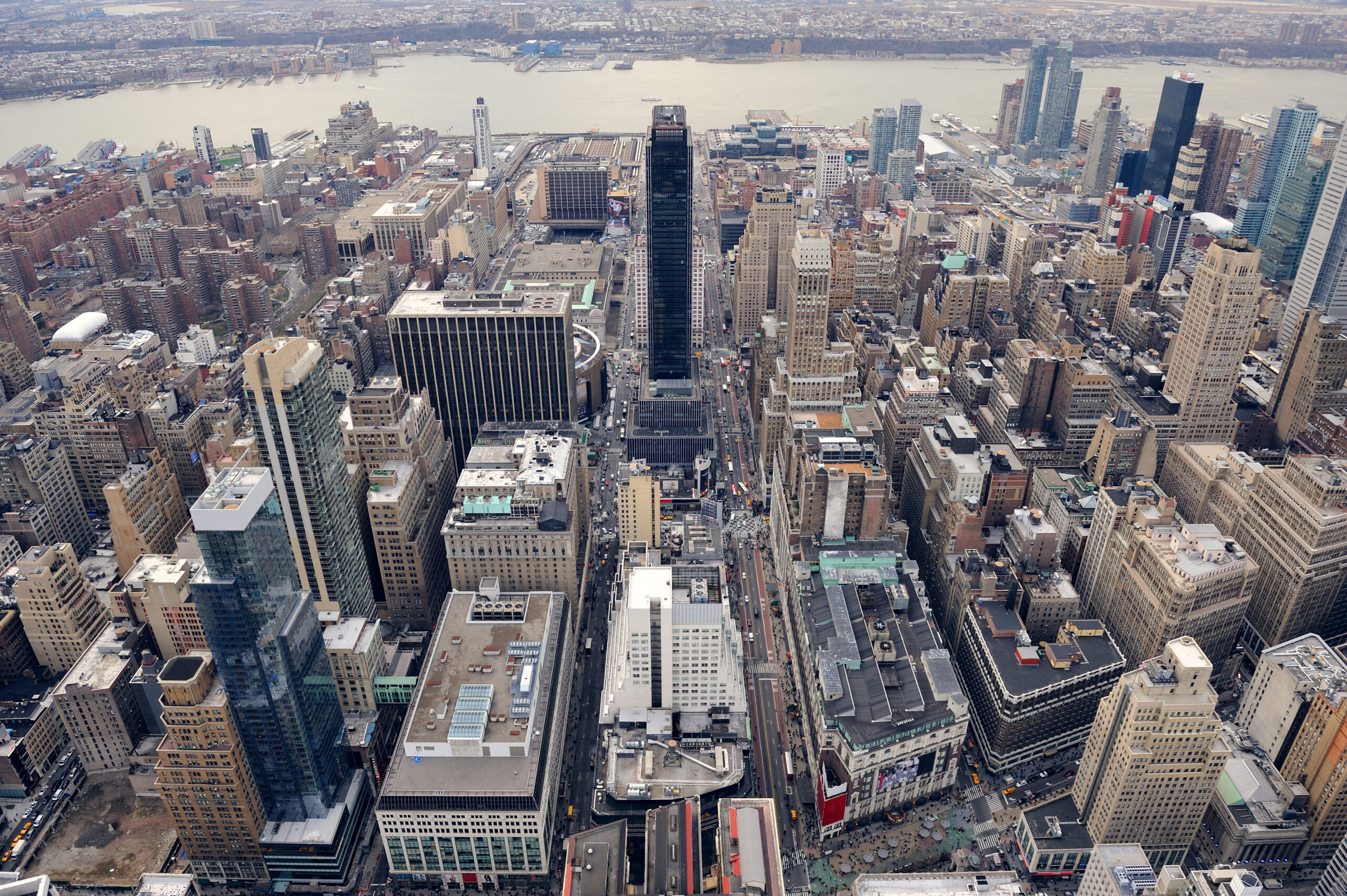 New York City Manhattan street aerial view