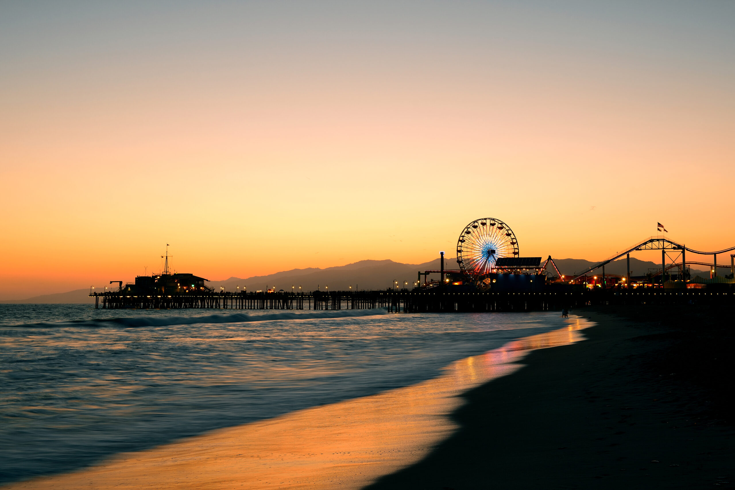 Santa Monica Pier on the beach in Los Angeles California