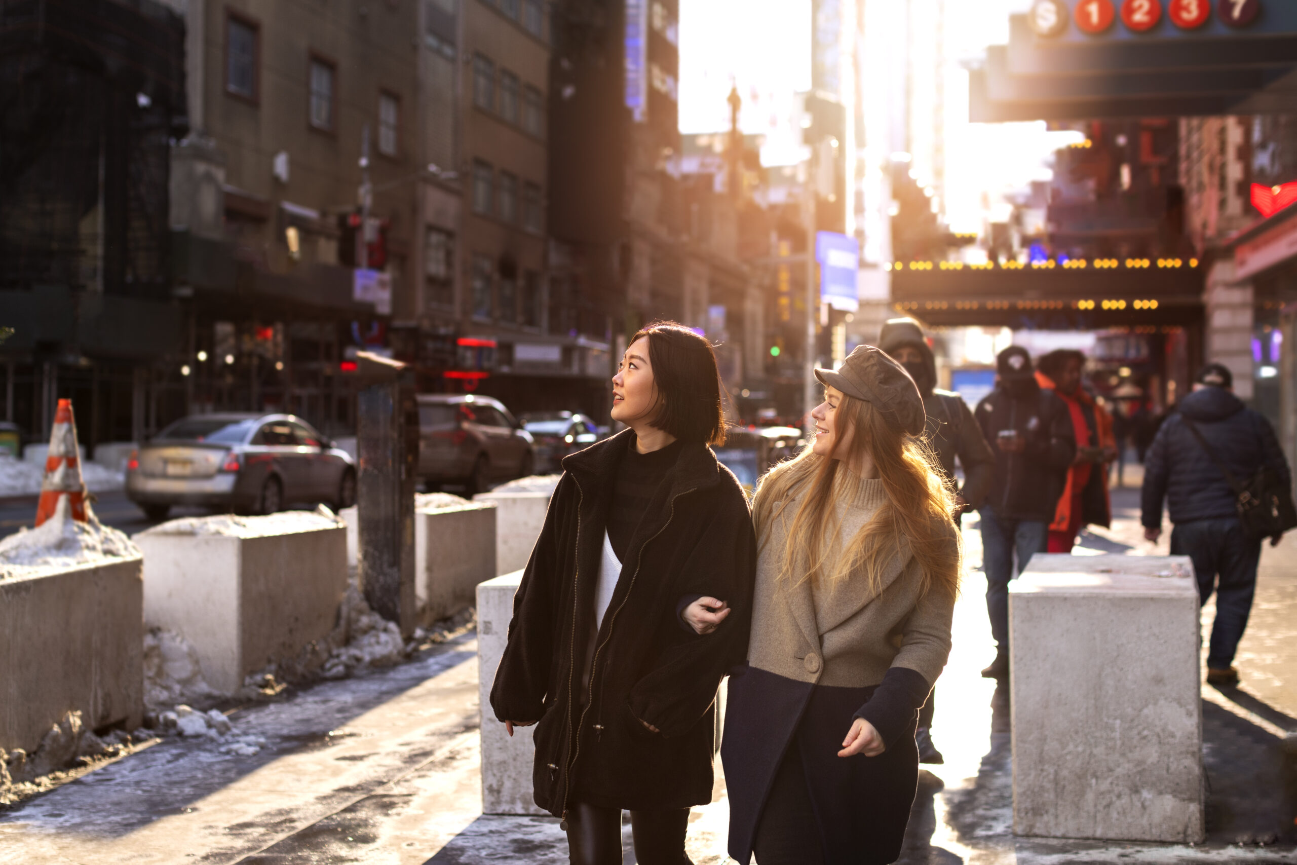 Young women walking in New York City during daytime